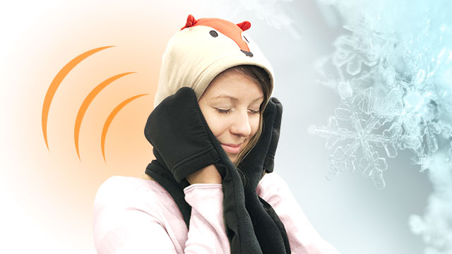 Hoodscarf｜可愛いキツネのファッショナブルなフード付きスカーフ。